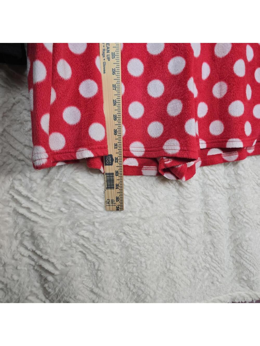 Disney Minnie Mouse Hooded Sleepwear Dress Black Red Polka Dot L/XLPajama Romper - Picture 7 of 8